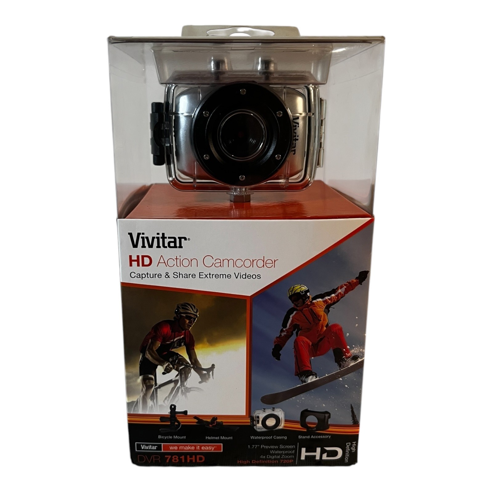 Vivitar DVR781HD HD Action Camcorder New Factory Sealed Waterproof Case