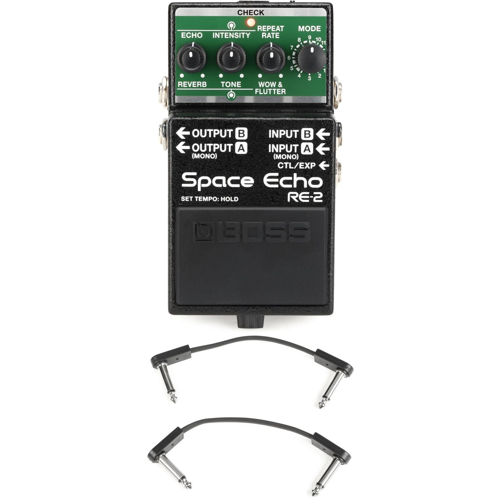 Boss RE-2 Space Echo Delay and Reverb Effects Pedal with EBS Patch Cables