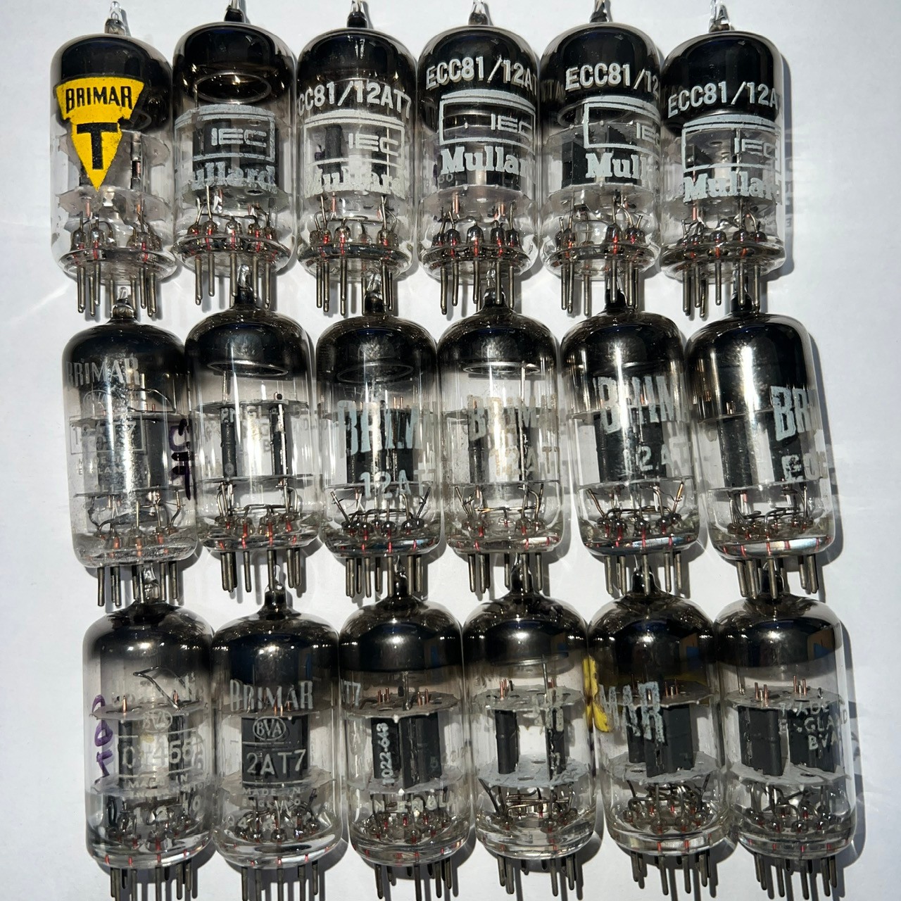 BRIMAR (MULLARD) BLACK PLATE 12AT7 ECC81 MATCHED PAIR TUBES NOS