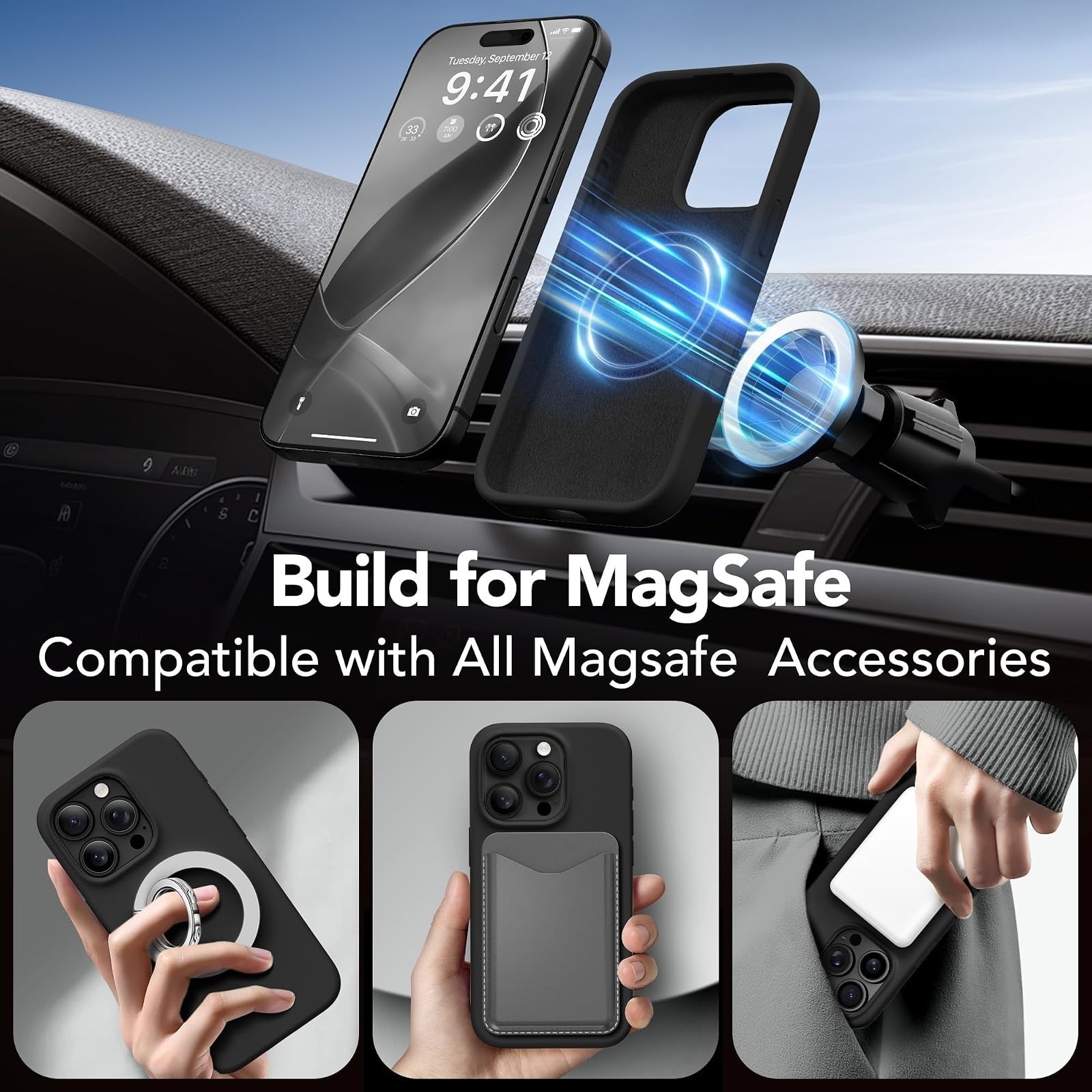 GONEZ iPhone 16 Pro Case with Screen Protector | Shockproof Silicone Cover
