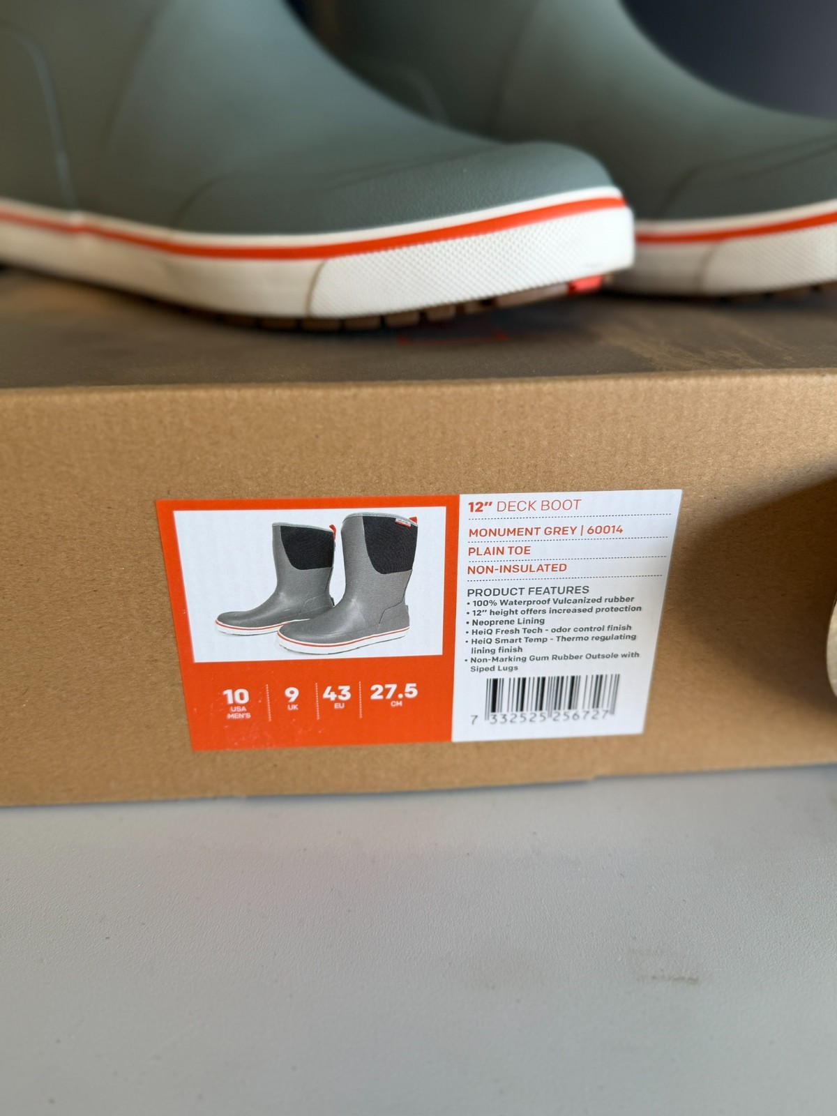 Grundens Deck-Boss 12” Ankle Boot Waterproof Grey Men's Size 10