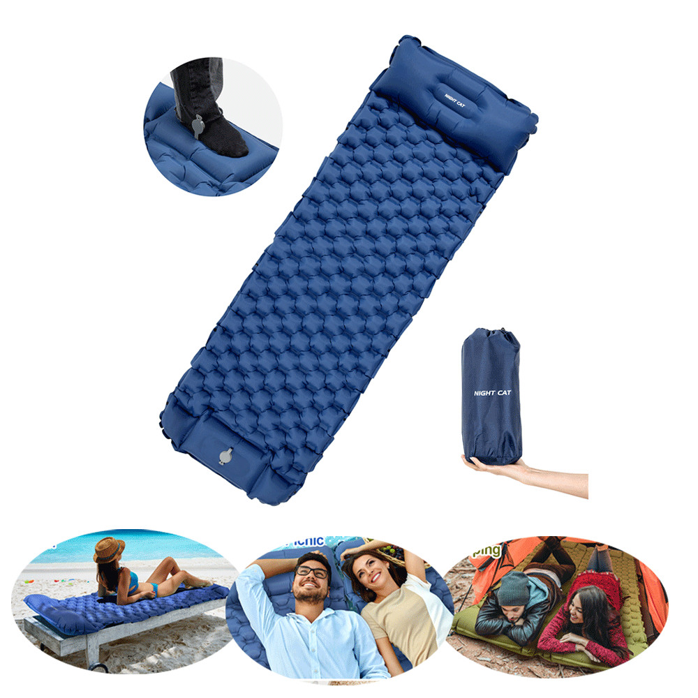 Thick Inflatable Air Bed w/ Built-in Foot Pump & Pillow for Supportive Sleep