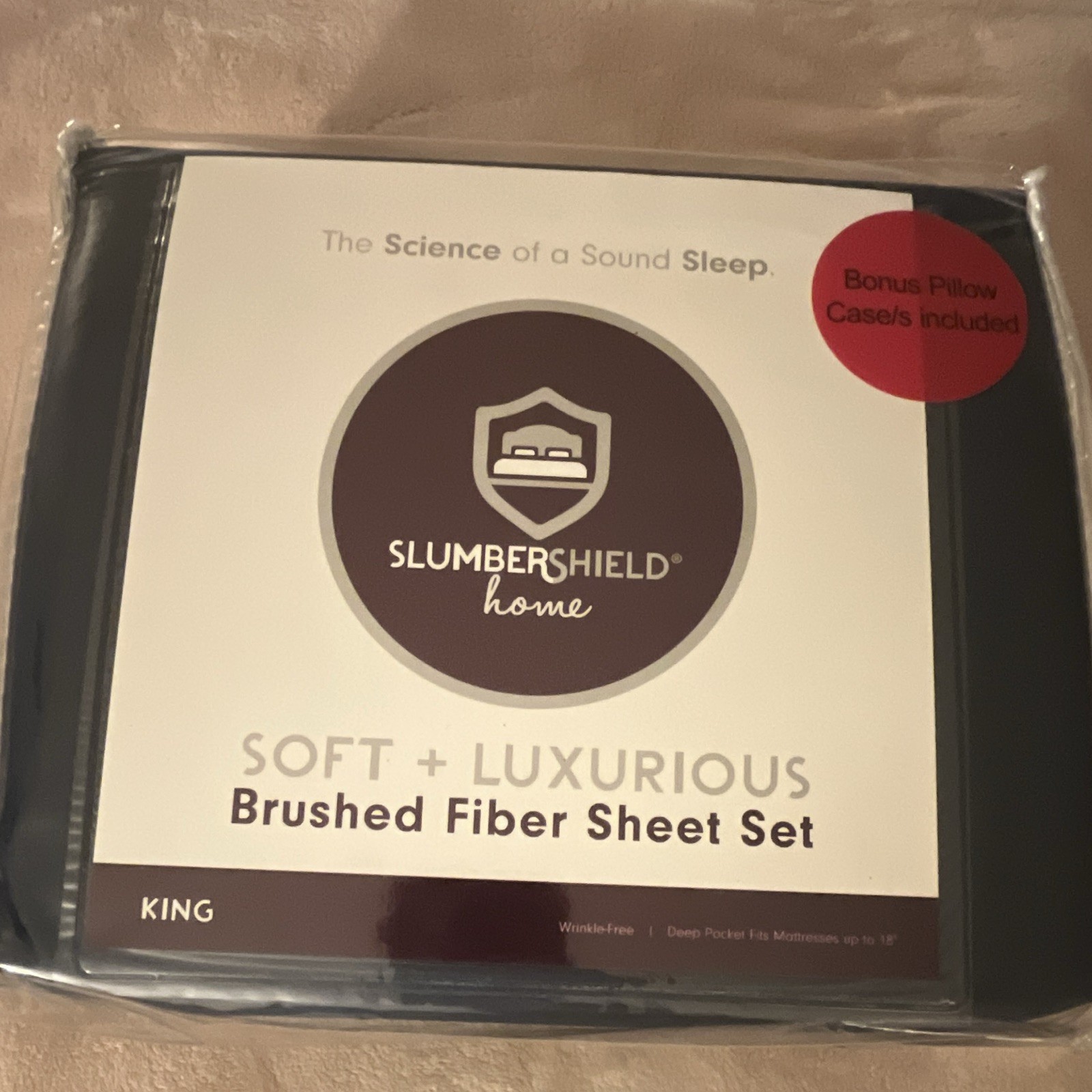 Slumbershield Home Brushed Fiber King Sheet Set Navy Deep Pocket Wrinkle-Free