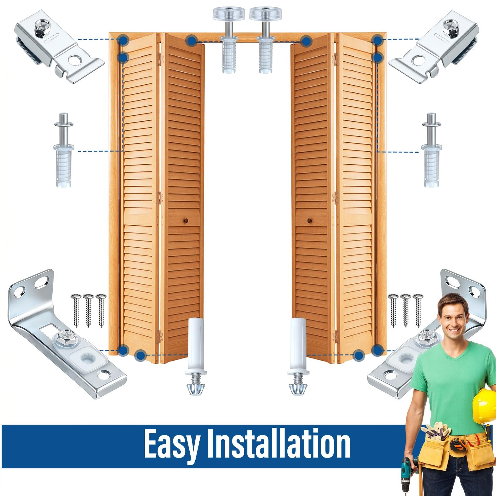 Bifold Door Hardware Repair Kit, 2 Pack Closet Hardware, Silver