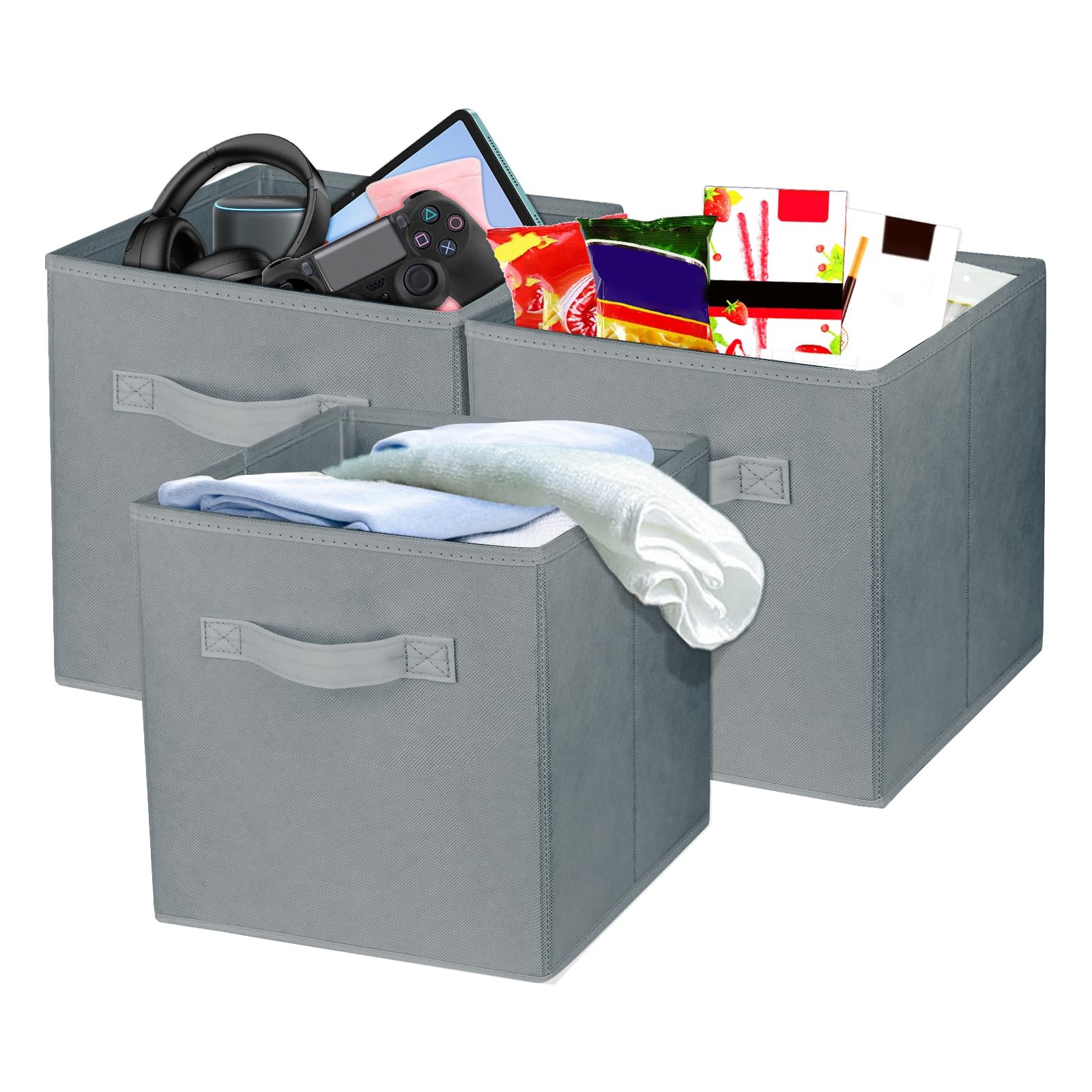 3 Pcs Storage Cubes 10.5 Inch Collapsible Storage Bins Fabric Foldable Bins For