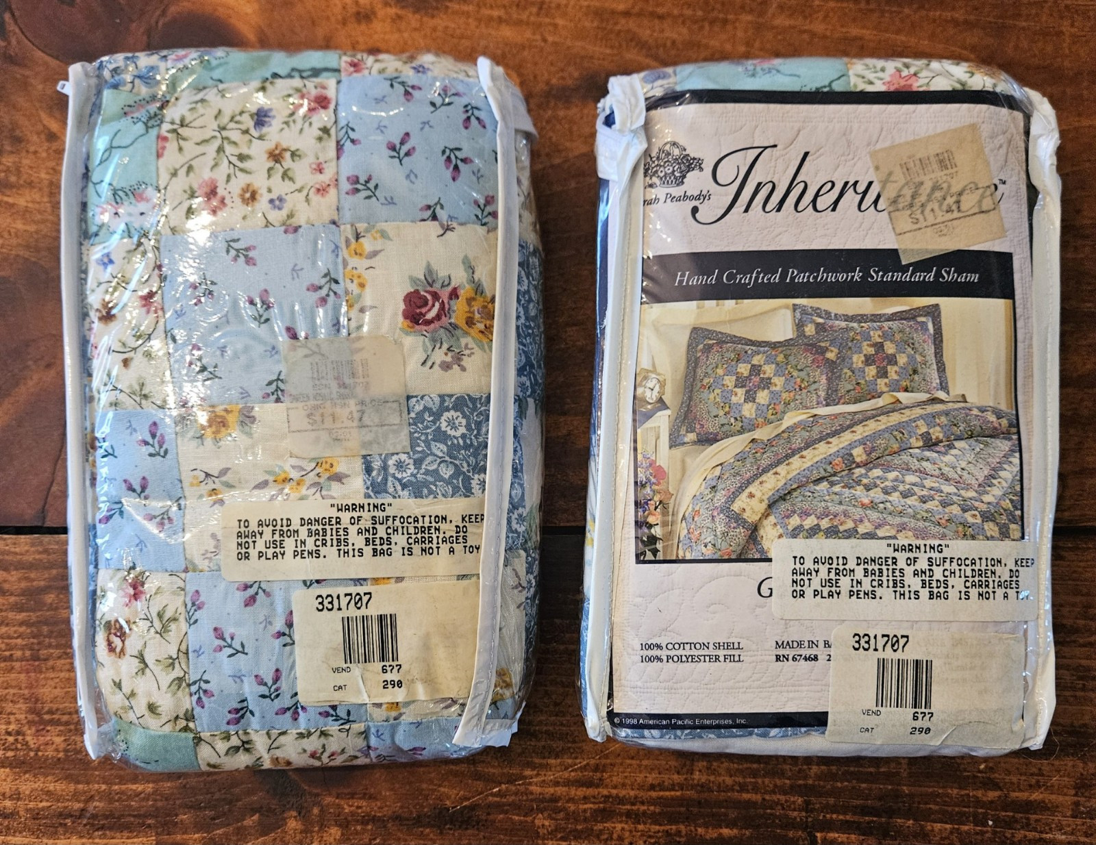 Pair Of Sarah Peabodys Inheritance Garden Mosaic Standard Sham Hand Quilted NOS