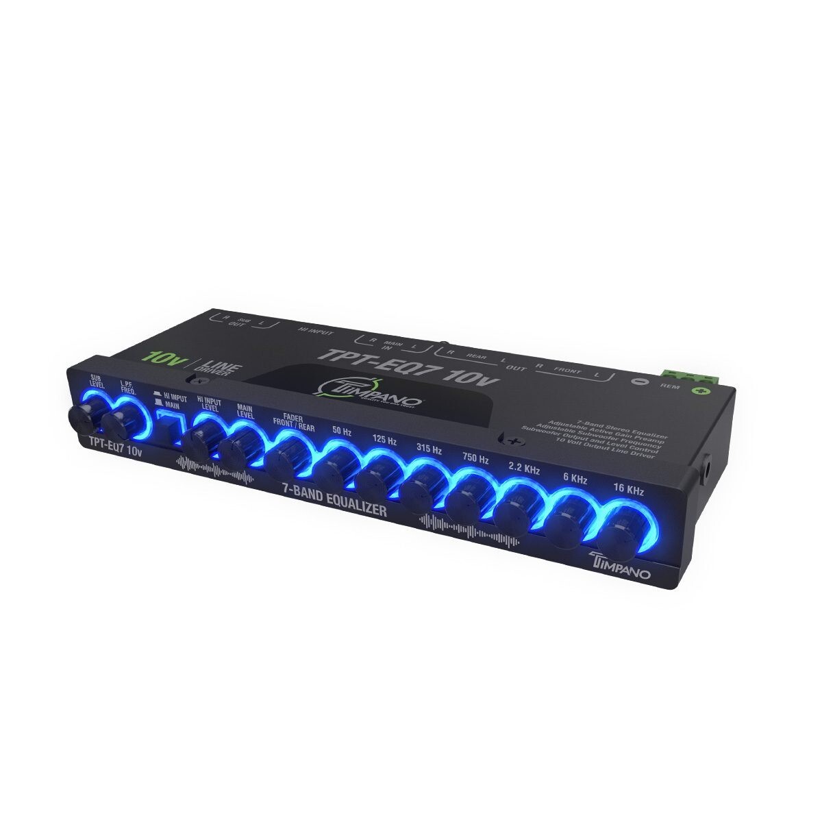 Timpano TPT-EQ7 10V  7 Band Graphic Car Audio Equalizer 6-Channel RCA Output