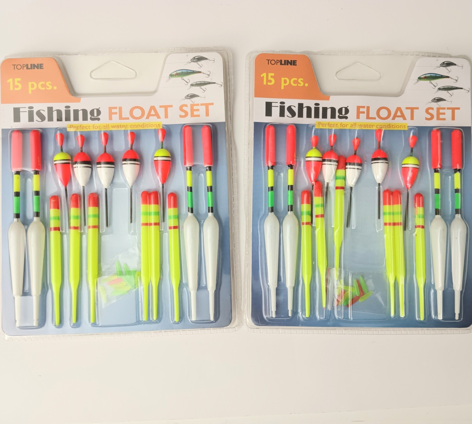 Neon Fishing Float Set Bobblers Saltwater or Freshwater Fish 15 Piece Set 2 pack
