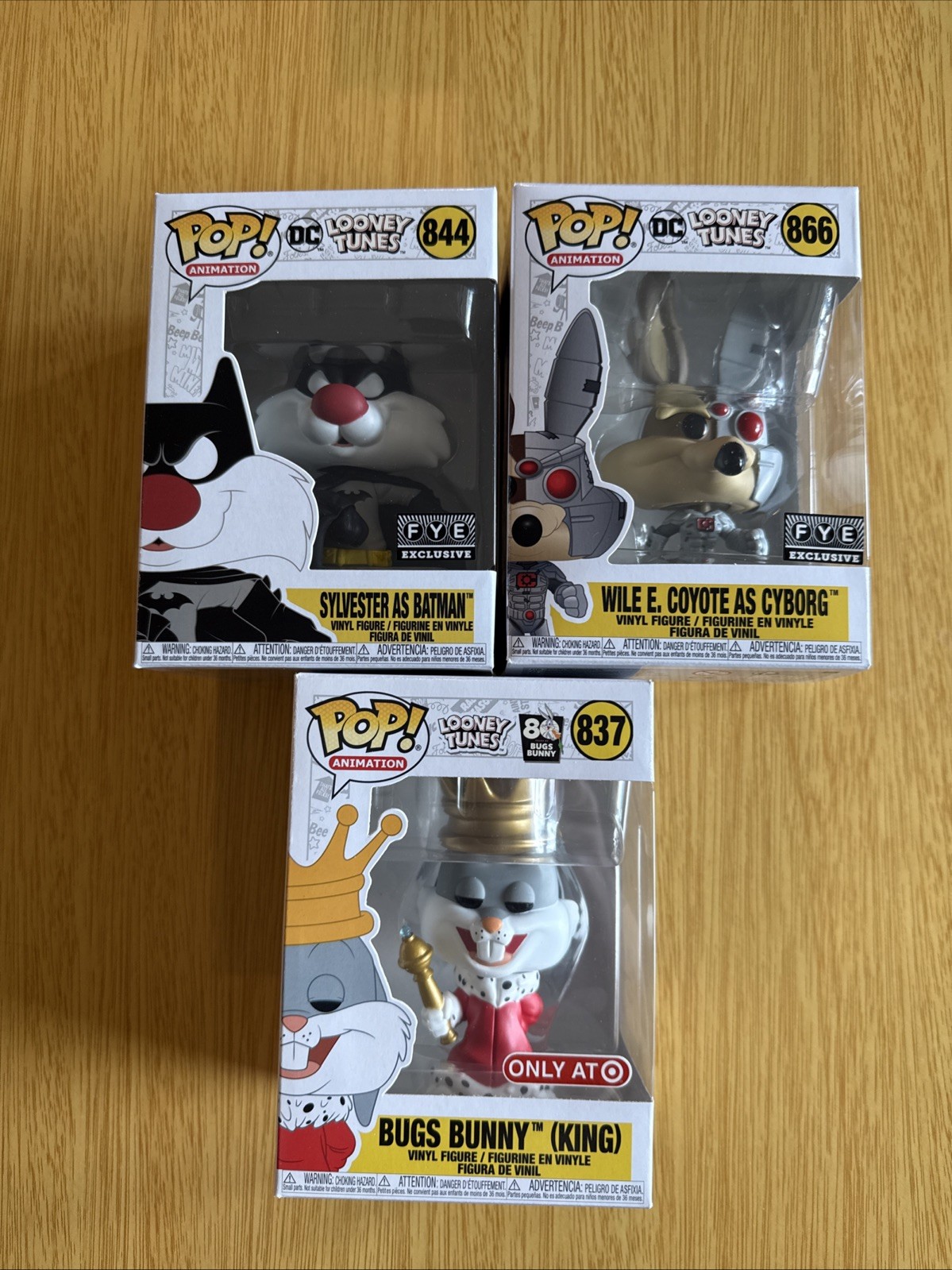 Funko Pop!  Looney Tunes Lot of 3 Exclusives Bugs Bunny Wil E Coyote & Sylvester