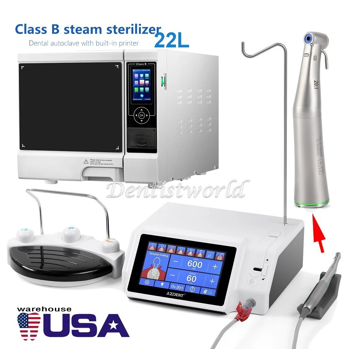 22L ClassB Dental Autoclave Steam Sterilizer Medical Sterilization/Implant Motor