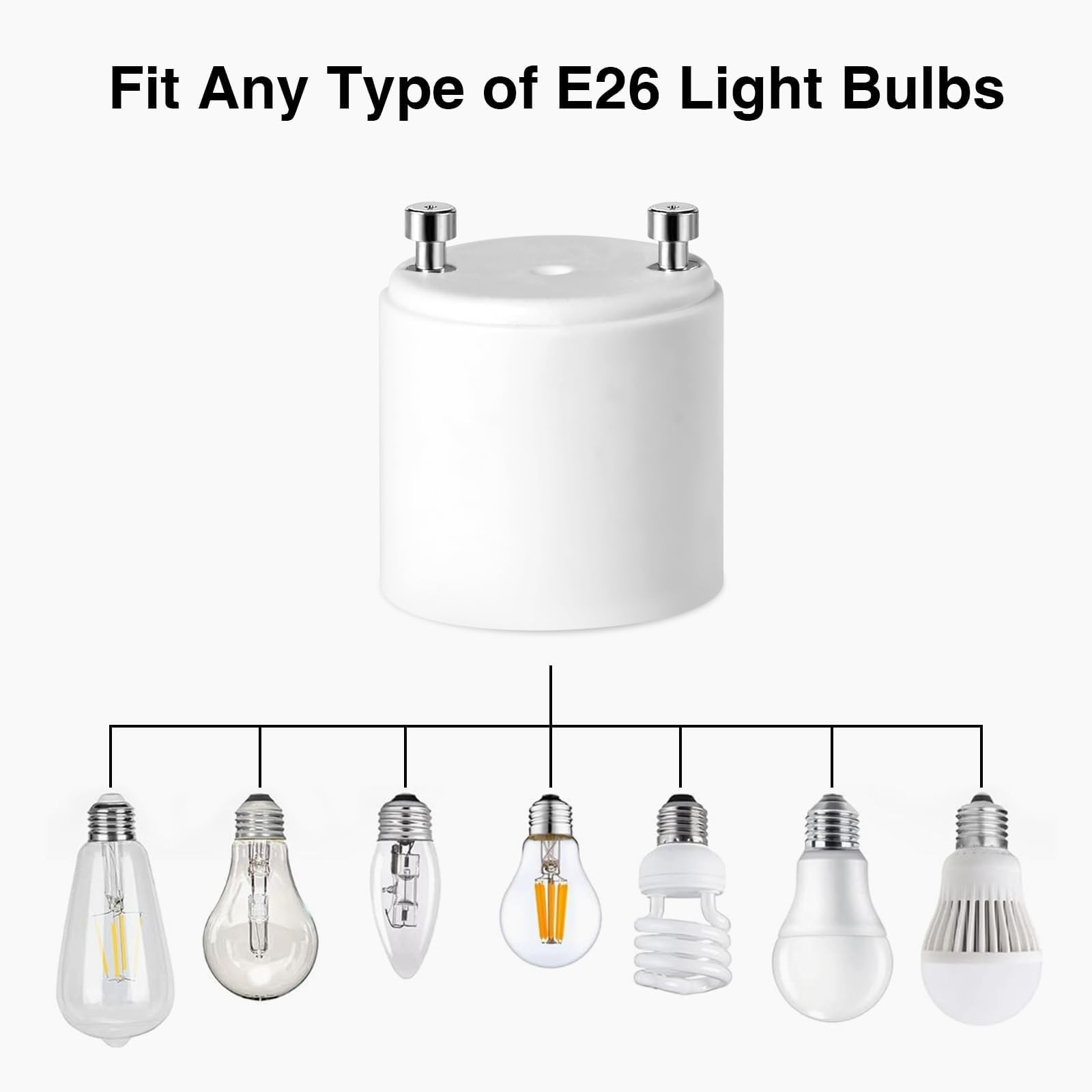 GU24 to E26 Adapter, Converts Pin Base Light Fixture to Standard E26 Socket |...