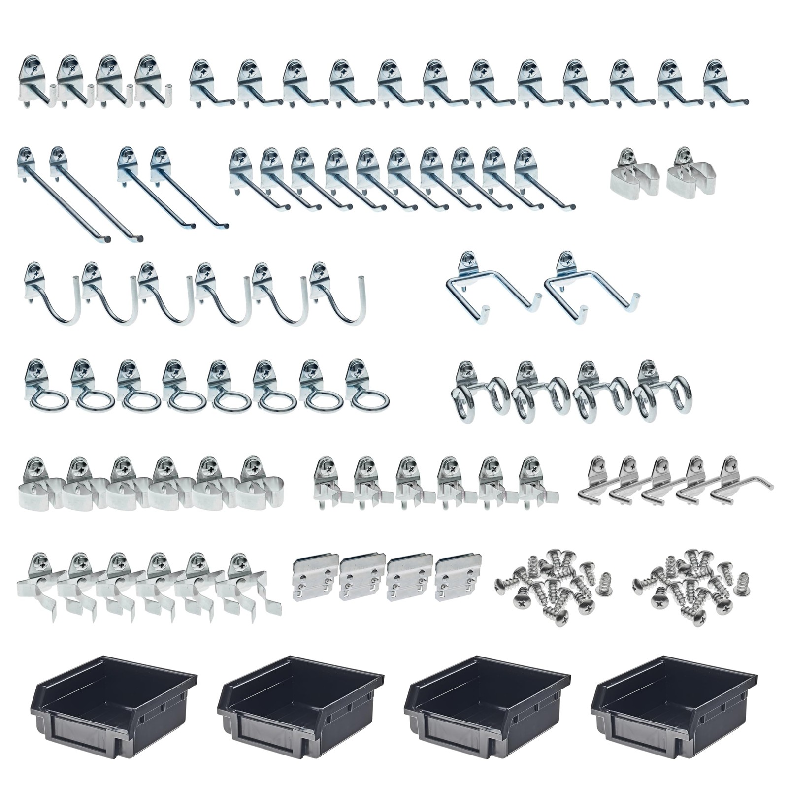 76983 DuraHook Kit Plated Steel Hook and Bin Assortment for DuraBoard 1/8-Inc...