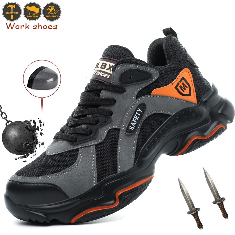 Safety Shoes Men Steel Toe Cap Anti-smash Work Shoes Sneakers Indestructible