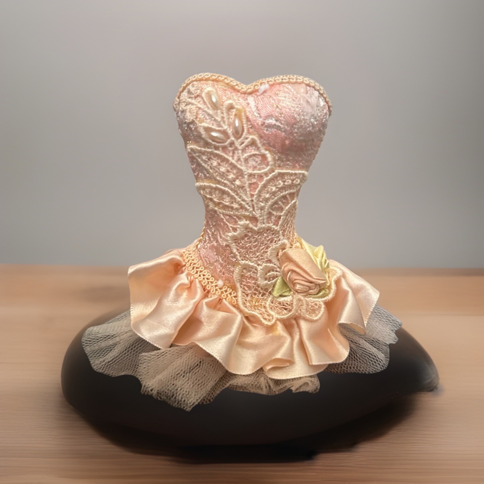 Miniature Corset Lace Bustier Dress Decorative Organizer |Blush -NIB