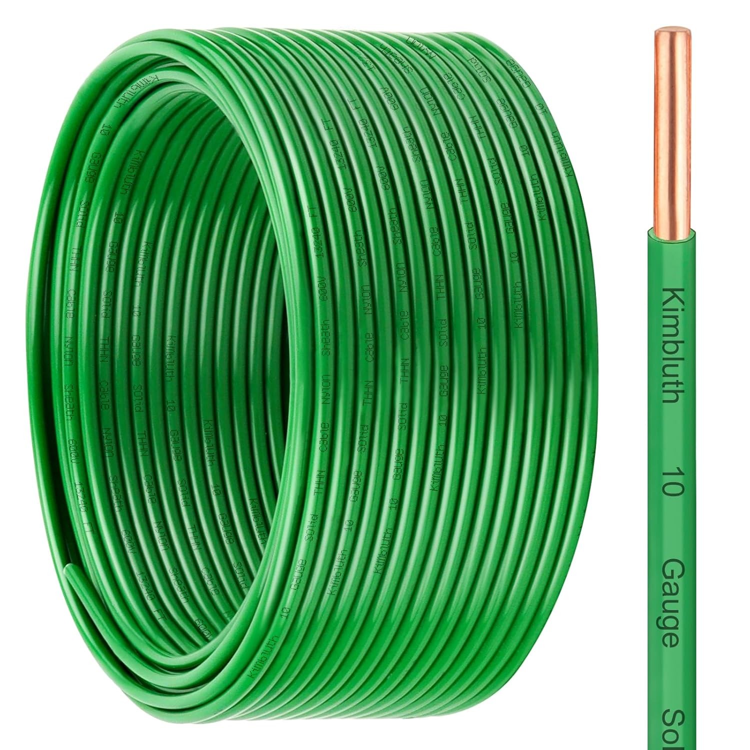 THHN Wire 10 Gauge 100 FT OFC Electrical Wire, 10 AWG 10 100FT, Green