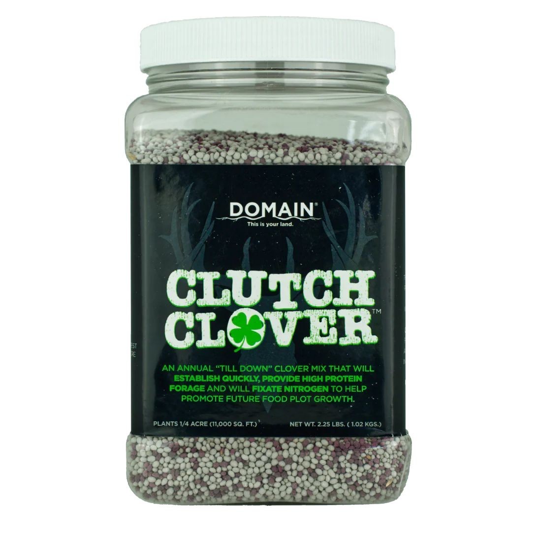 Domain Outdoor Clutch Clover Food Plot Seed 2.25lb Jug / 1/4 Acre #CCFP225