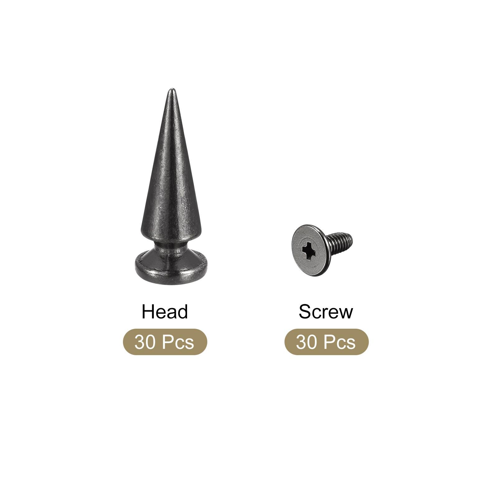 10x26mm Screw Back Rivets, 30 Sets Solid Leather Studs for DIY Black