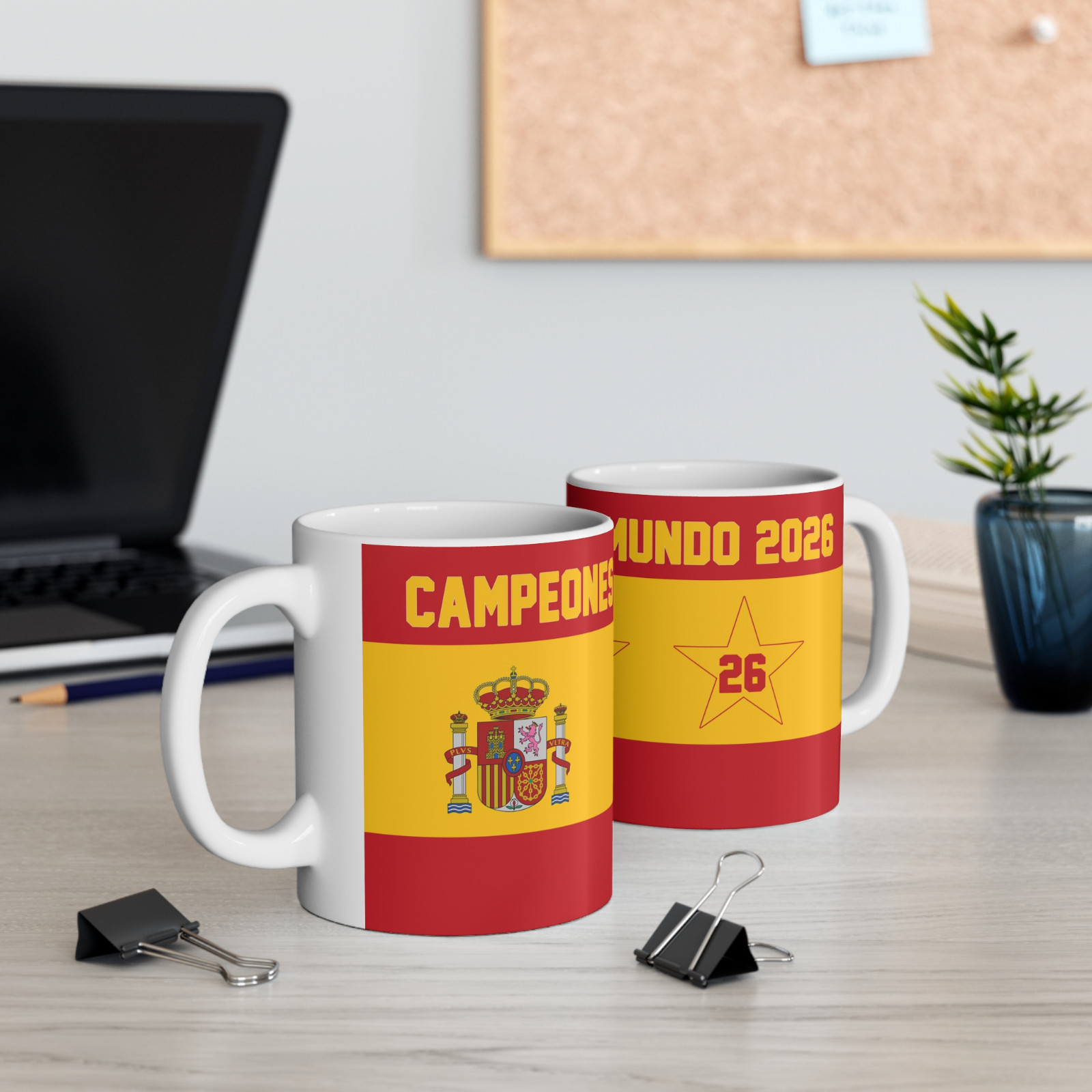 Spain Flag 2 Stars Champion Fifa World Cup 2026 Ceramic Coffee Mug - Campeones