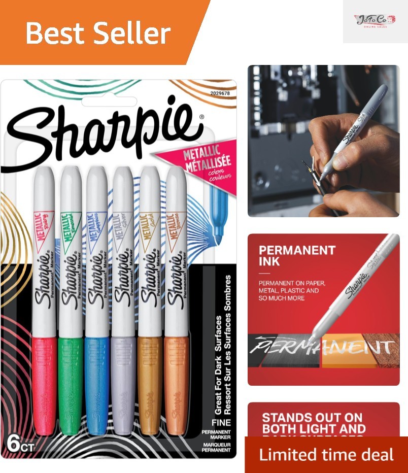 Quick-Drying Metallic Permanent Markers, Fine Tip - Perfect for Dark Surfaces