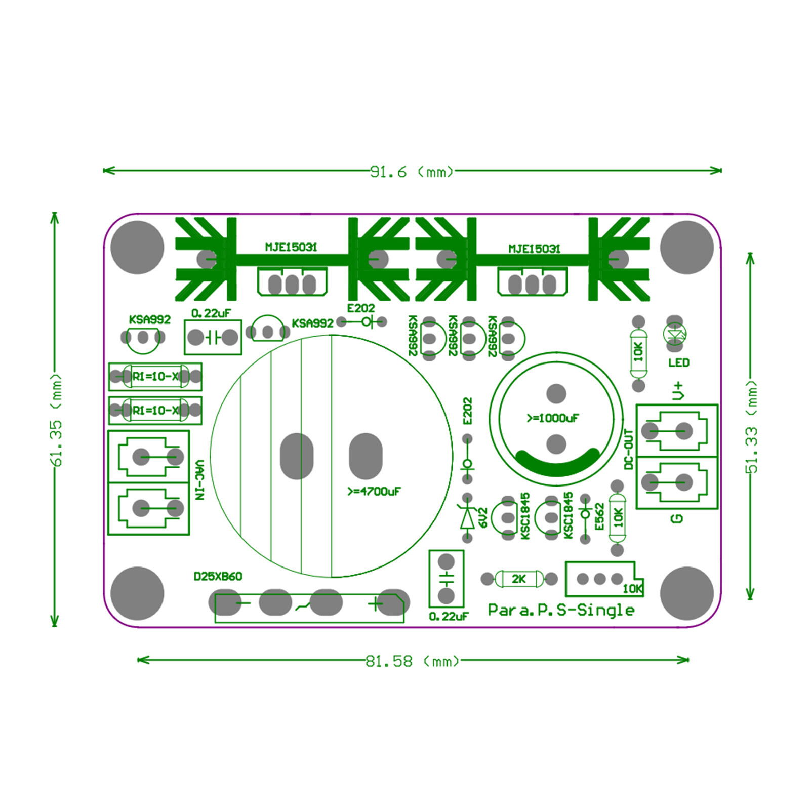 Fully Discrete Parallel A Regulated Power Supply (Single Rail5V ～36V) Kit DIY