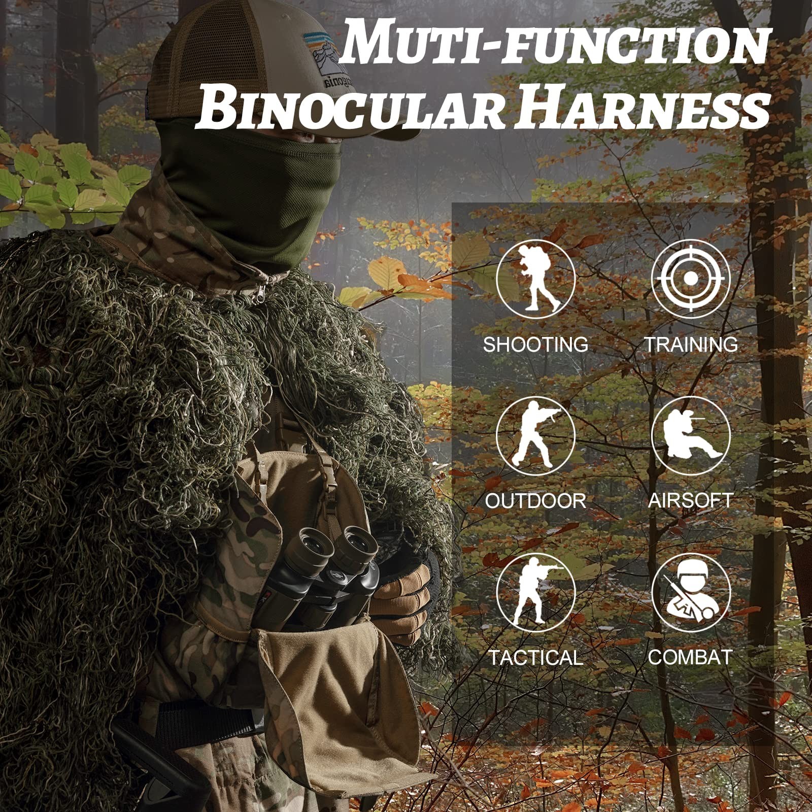 VISMIX Binocular Harness, Adjustable Harness Chest Pack Large, Camo