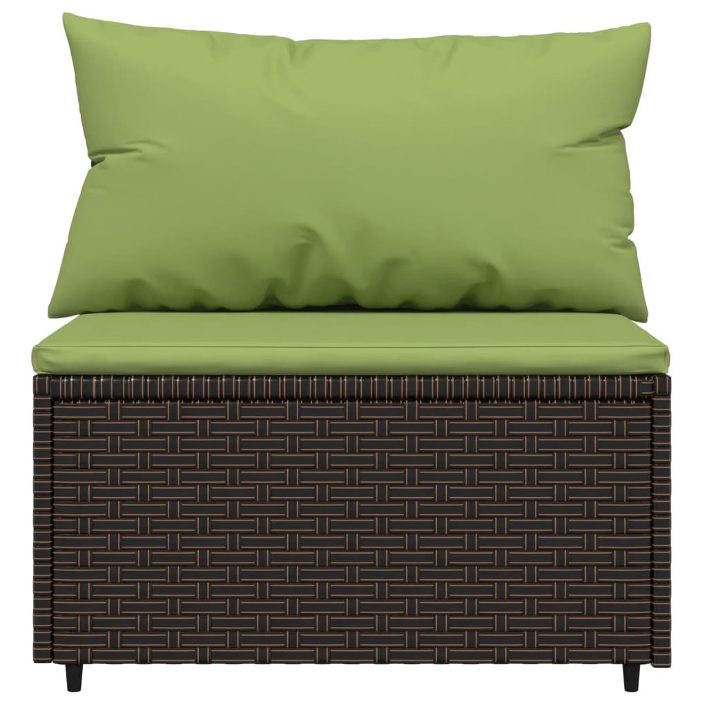 Patio Middle Sofa Brown PE rattan Medium Adjustable Feet