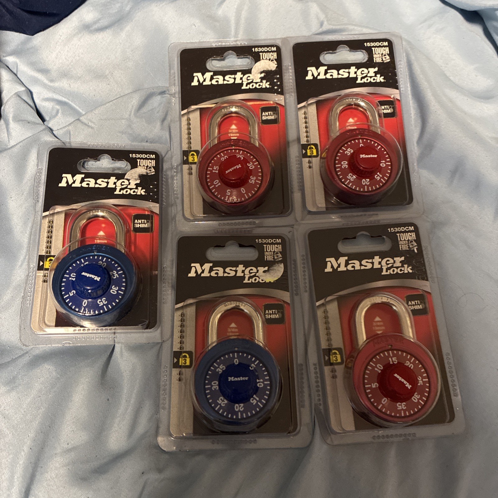 Master lock Combination Padlock Master Lock Anti Shim Blue 1530DCM new Lot Of 5