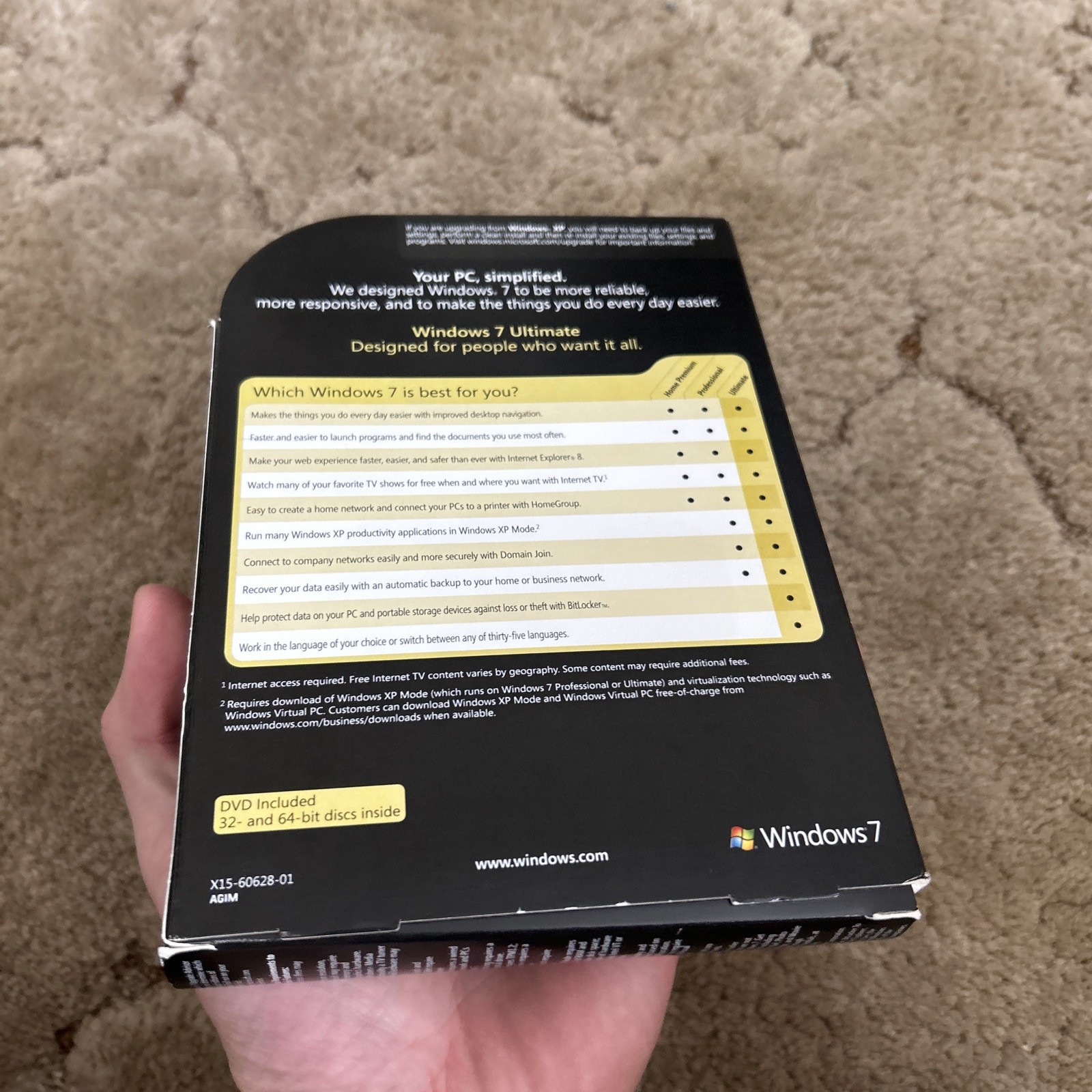 Microsoft Windows 7 Ultimate 32 & 64 Bit DVDs Genuine MS WIN Full Retail Box Key