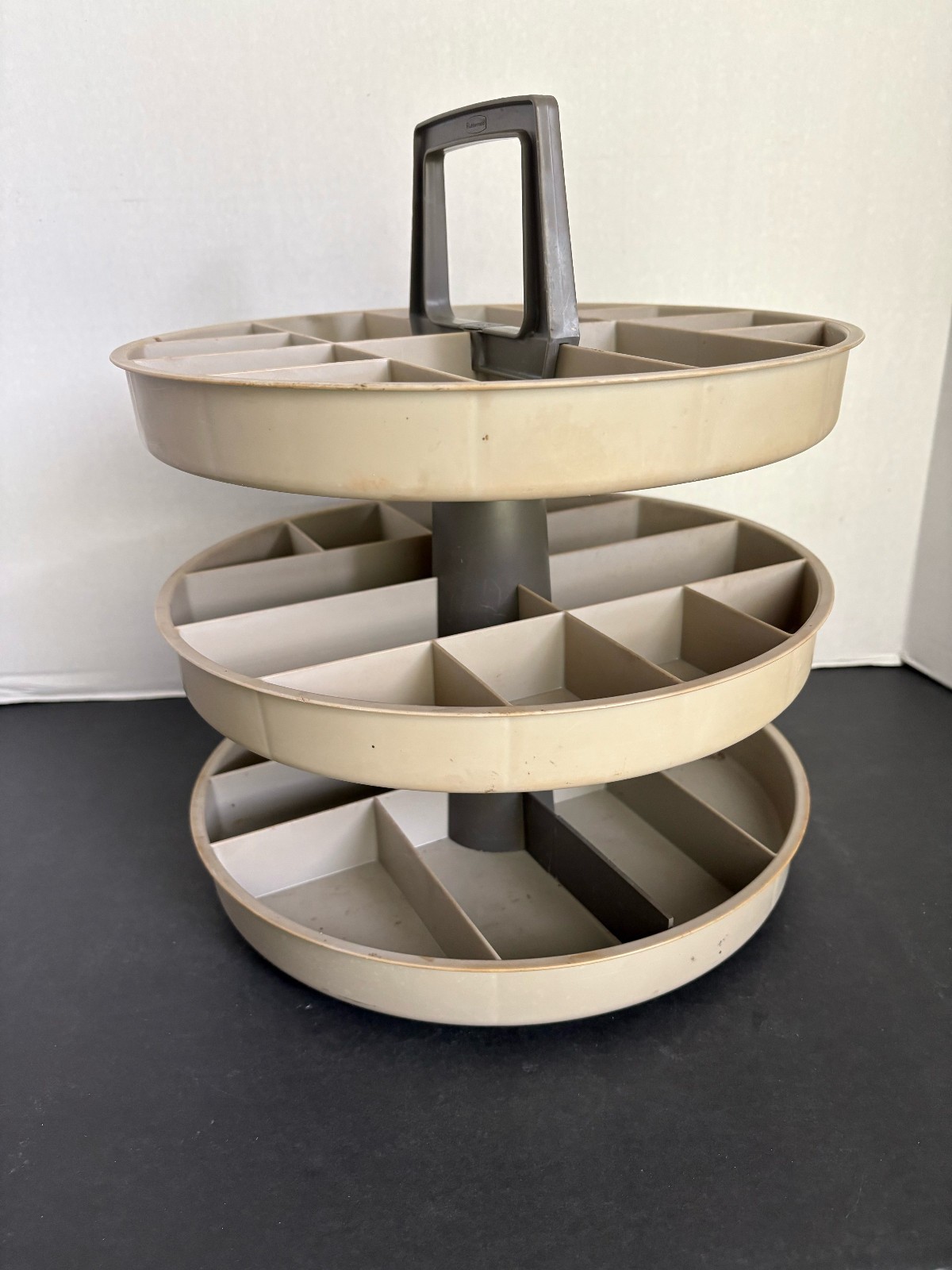 Vintage 1960s Rubbermaid #2858 3-Tier Lazy Susan Turntable Craft Parts Organizer