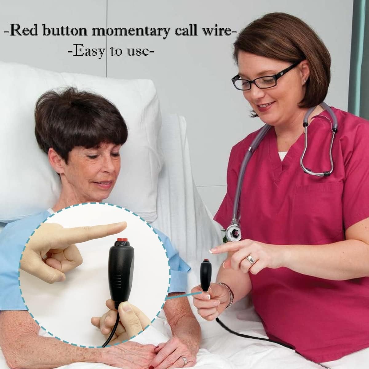 Replacement Nurse Call Cord, Red Button Momentary Cable for Nurse...