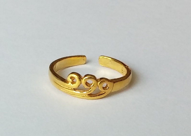 925 Sterling Silver Gold Tone Adjustable Swirl Wave Toe Ring New