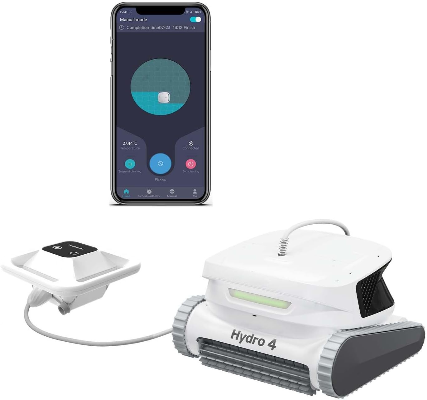 Hydro 4 Cordless Robotic Pool Cleaner, 14400mAh Rechargeable Battery, Wall Climb