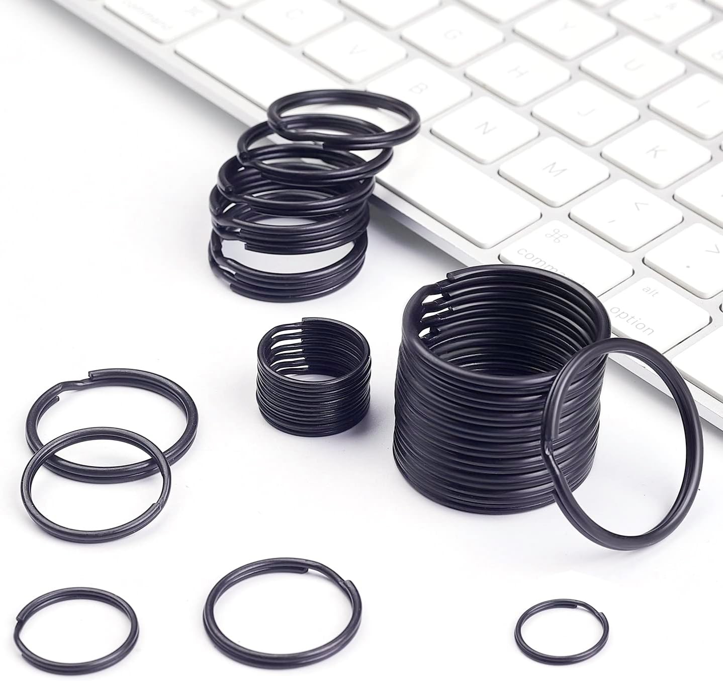 50pcs 30mm Key Ring Keychain Metal Black Round Split