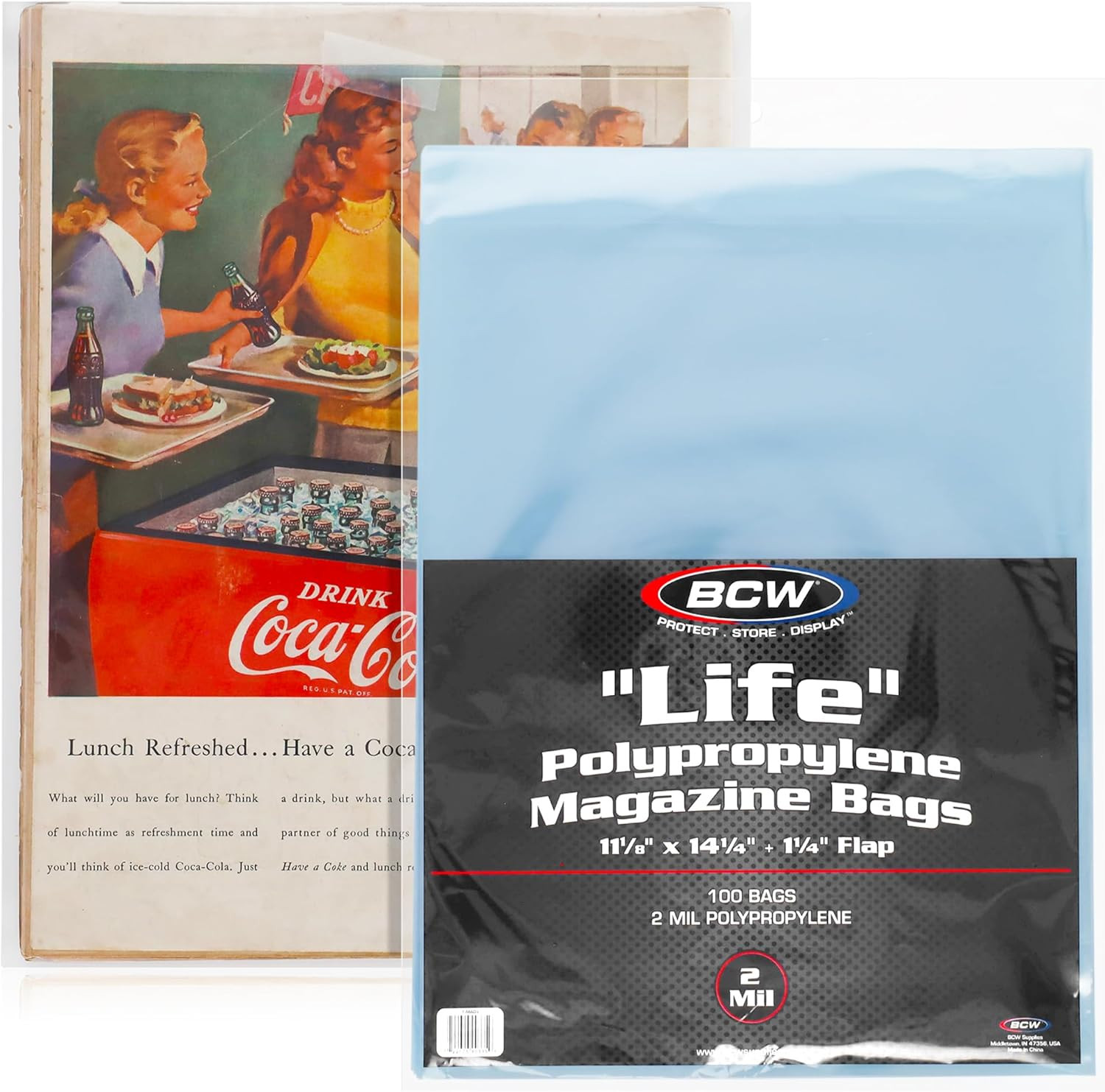 BCW Life Magazine Bags -1 Pack of 100 | Crystal Clear Polypropylene | Acid-Free