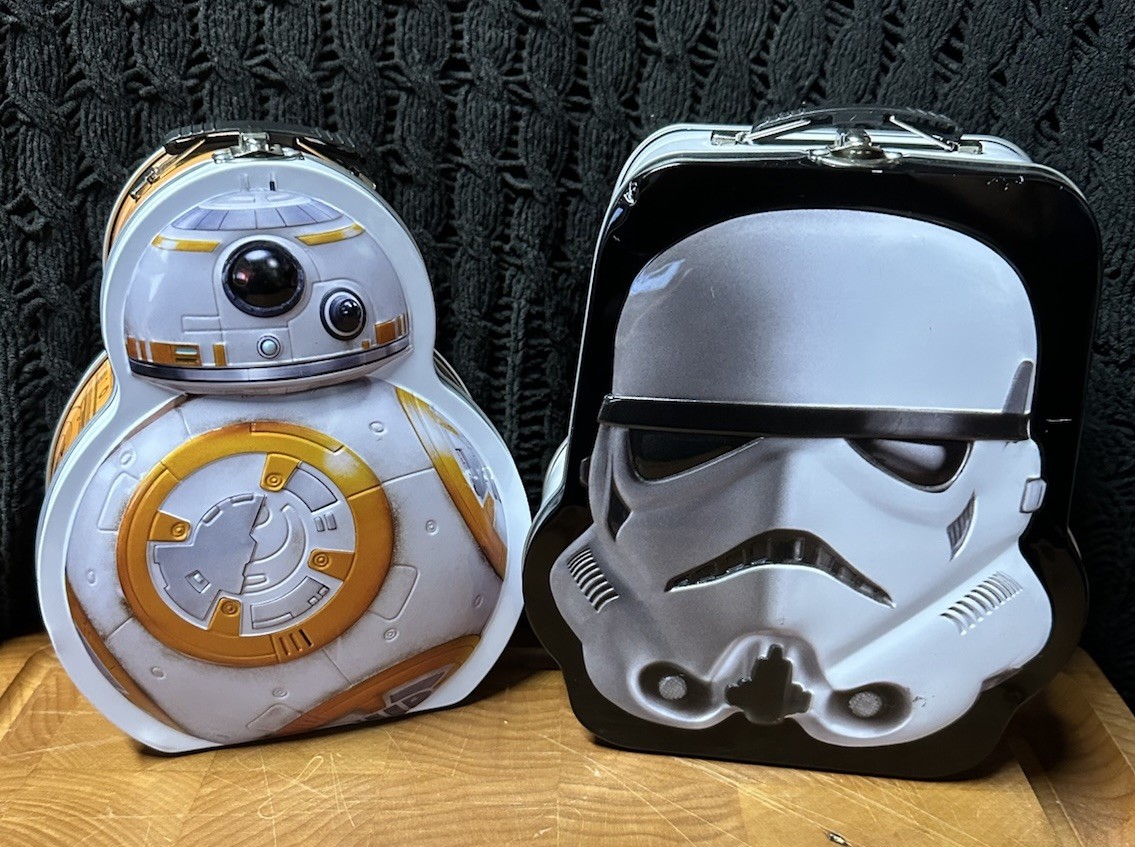 LOT OF 2: Star Wars Collectible Tin Tote Lunch Box "BB-8 and STORMTROOPER"