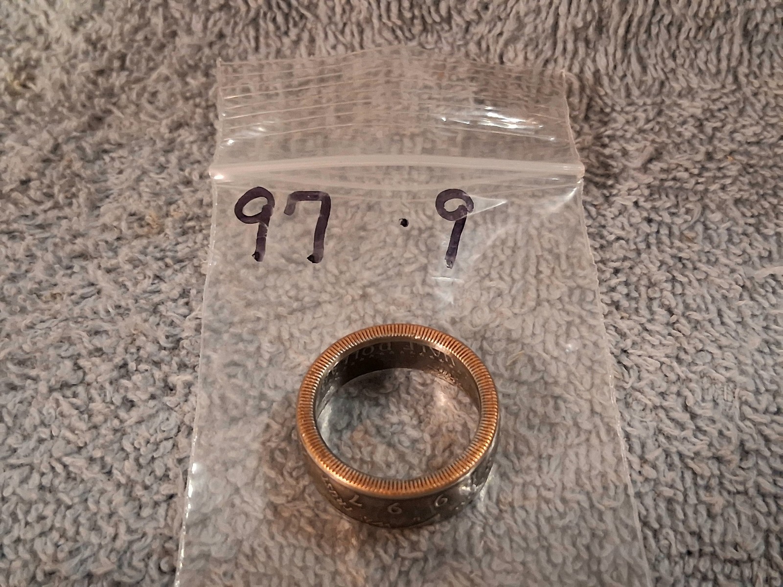1997 Kennedy Half Dollars size 9 coin ring handmade mixed metals