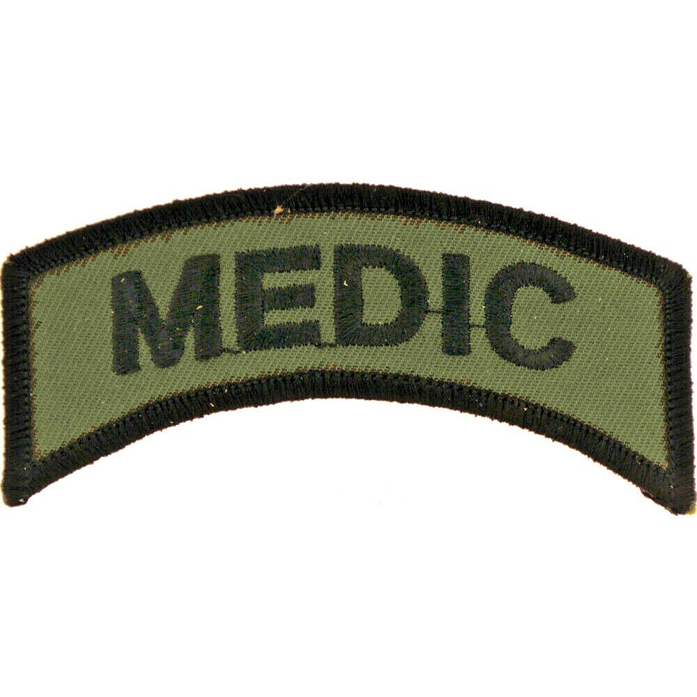 ARMY TAB "MEDIC"(SUBDUED) Embroidered Shoulder Patch 3-1/2" x 1-1/4" (0842)