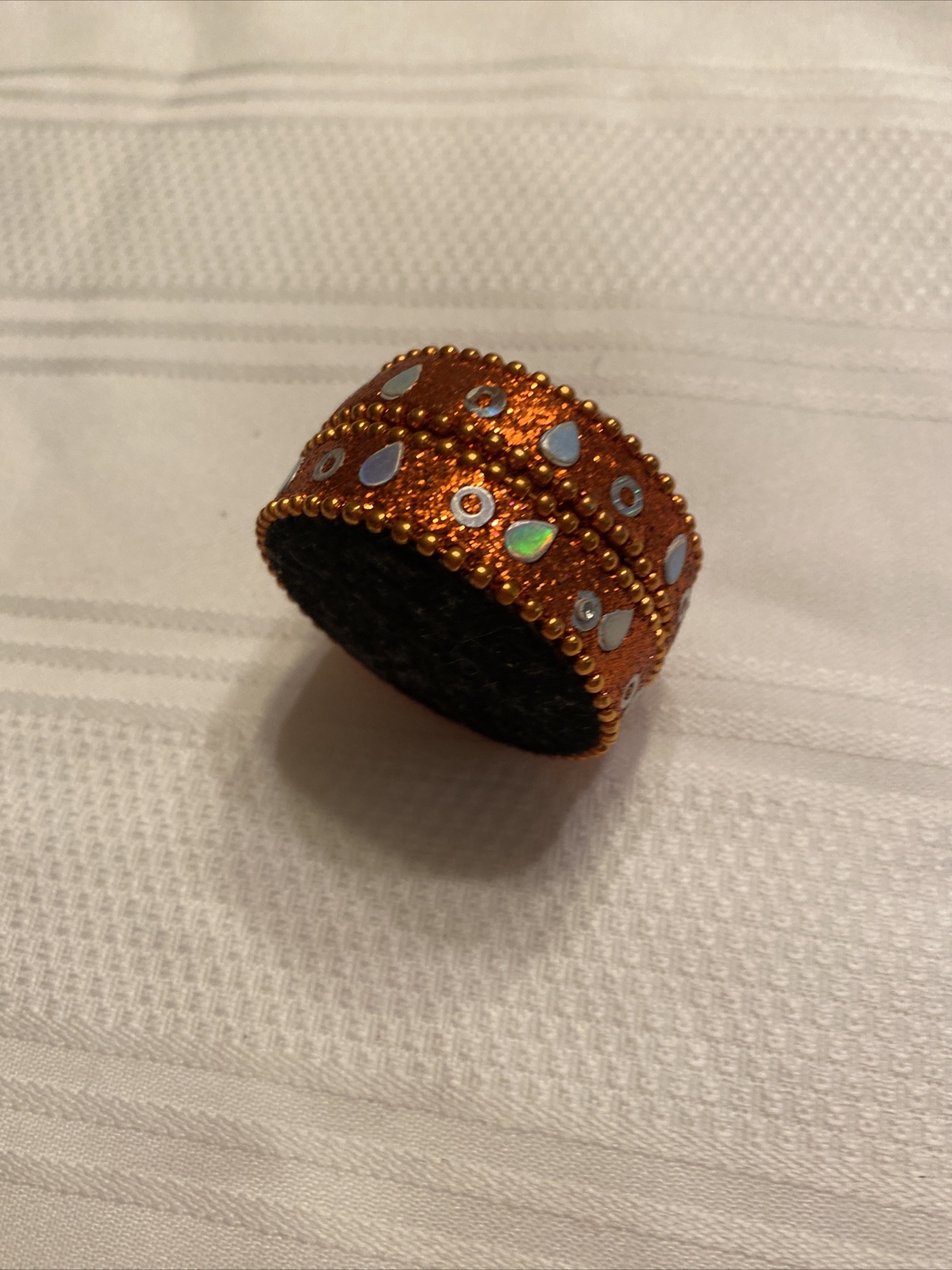 Orange Round Trinket Box Glitter Decorated