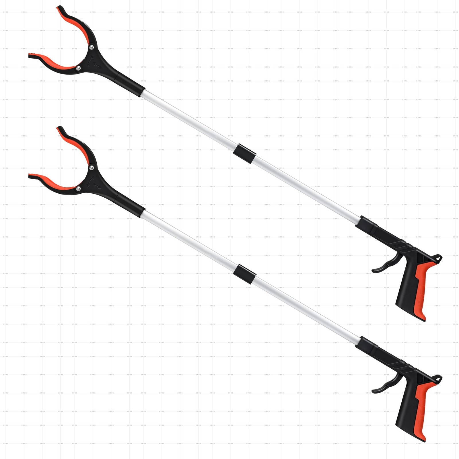 Grabber Reacher Tool, 32" Foldable, Orange, 2Pack