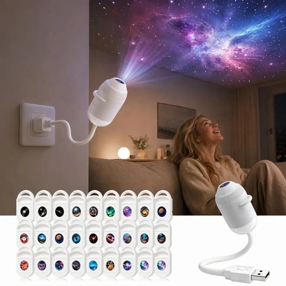 Hd Smart Dynamic 5d Holographic Night Light Projecto, 24 In 1 Galaxy Night Light