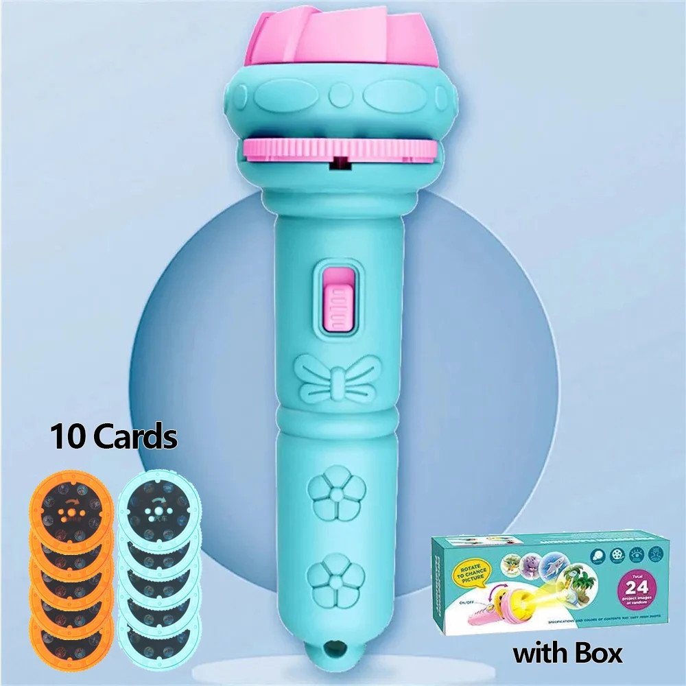 10 Cards Cartoon Projection Flashlight 80 Patterns Creative Children Flashlight