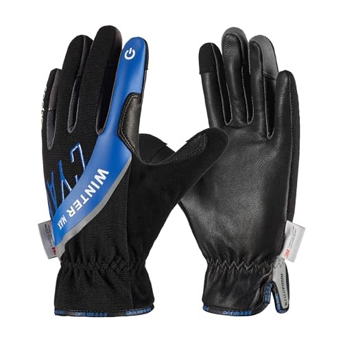 Waterproof Winter Sports Work Gloves for Men, Genuine Small/Medium Blue