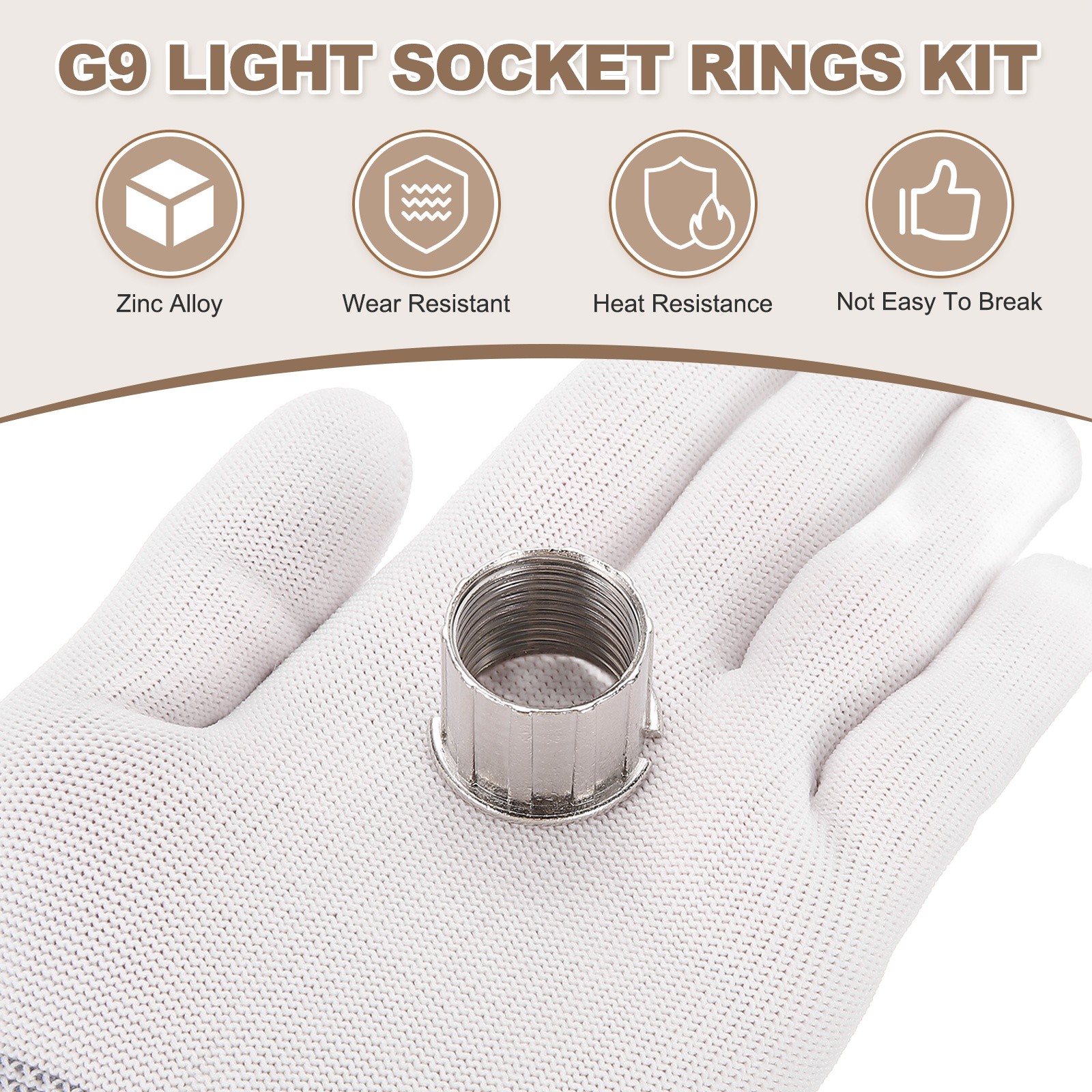 3 Pcs G9 Light Socket Rings Metal for 3/4in Thread Diameter 1.06in OD G9 Socket