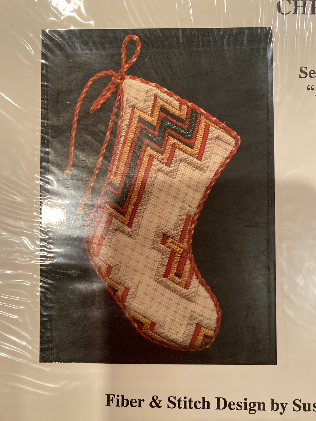 NEW, 1990, Susan Portra's Christmas Club September MINI SOCK  Metallic Design