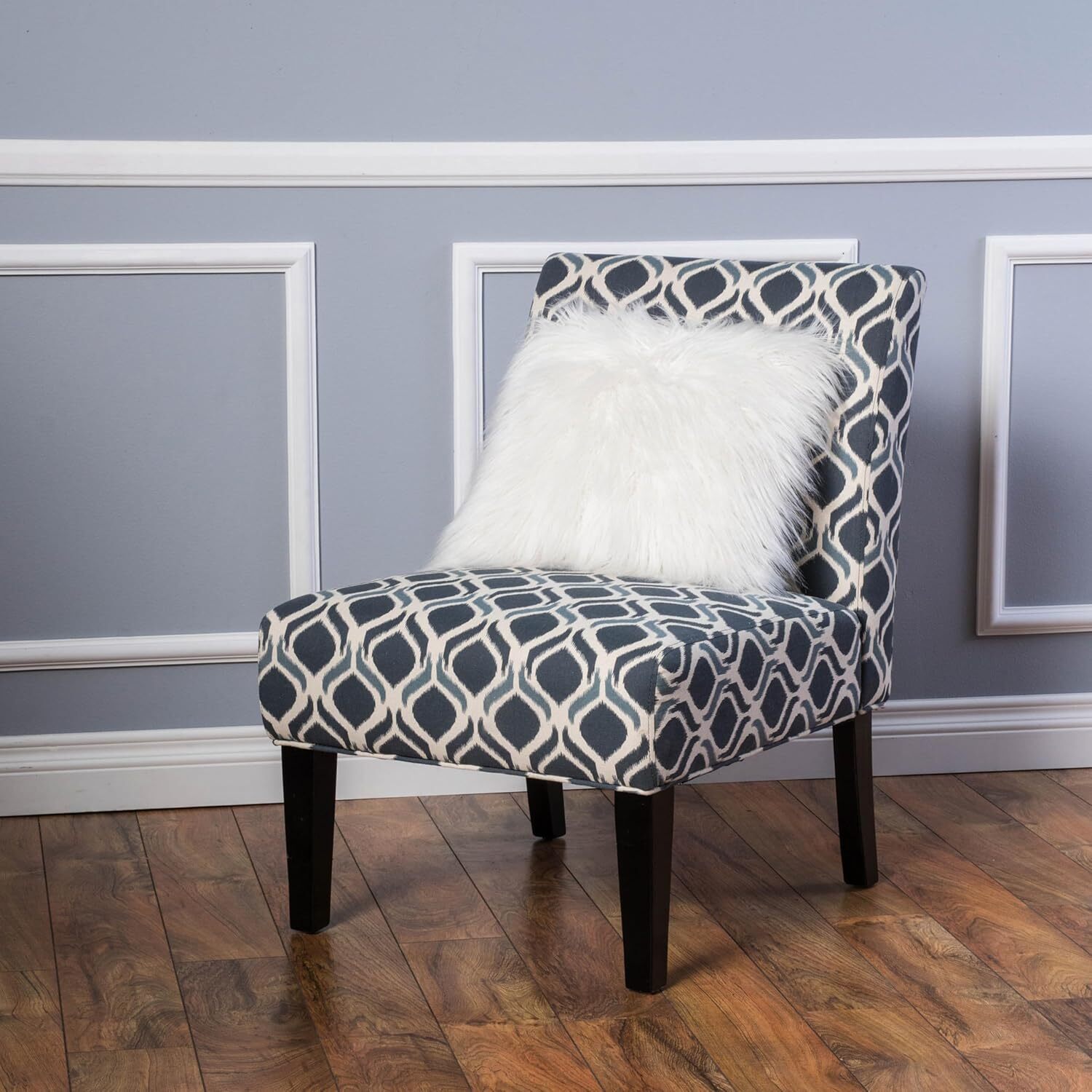 Home Traditional Fabric Accent Chair, Print, Matte Black, 22.5D x 29.5W x 32H in