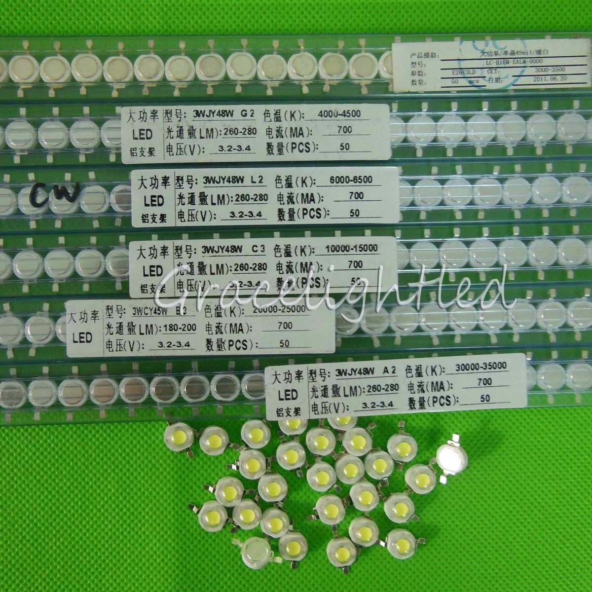 3W High Power cool White/Warm White  4000K 6000K 10000k - 30000K LED Lamp Beads