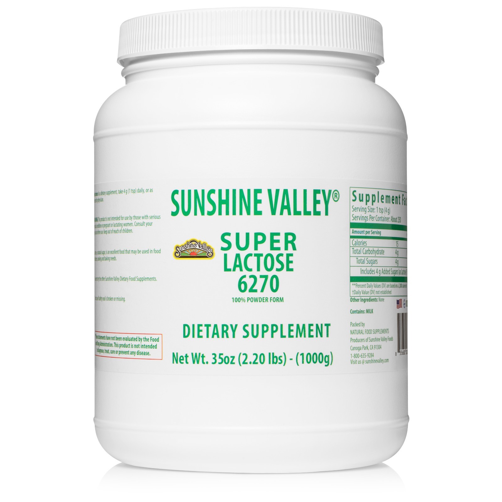 Sunshine Valley® Super Lactose Powder Sugar—Healthy Sweeteners Cooking/Baking