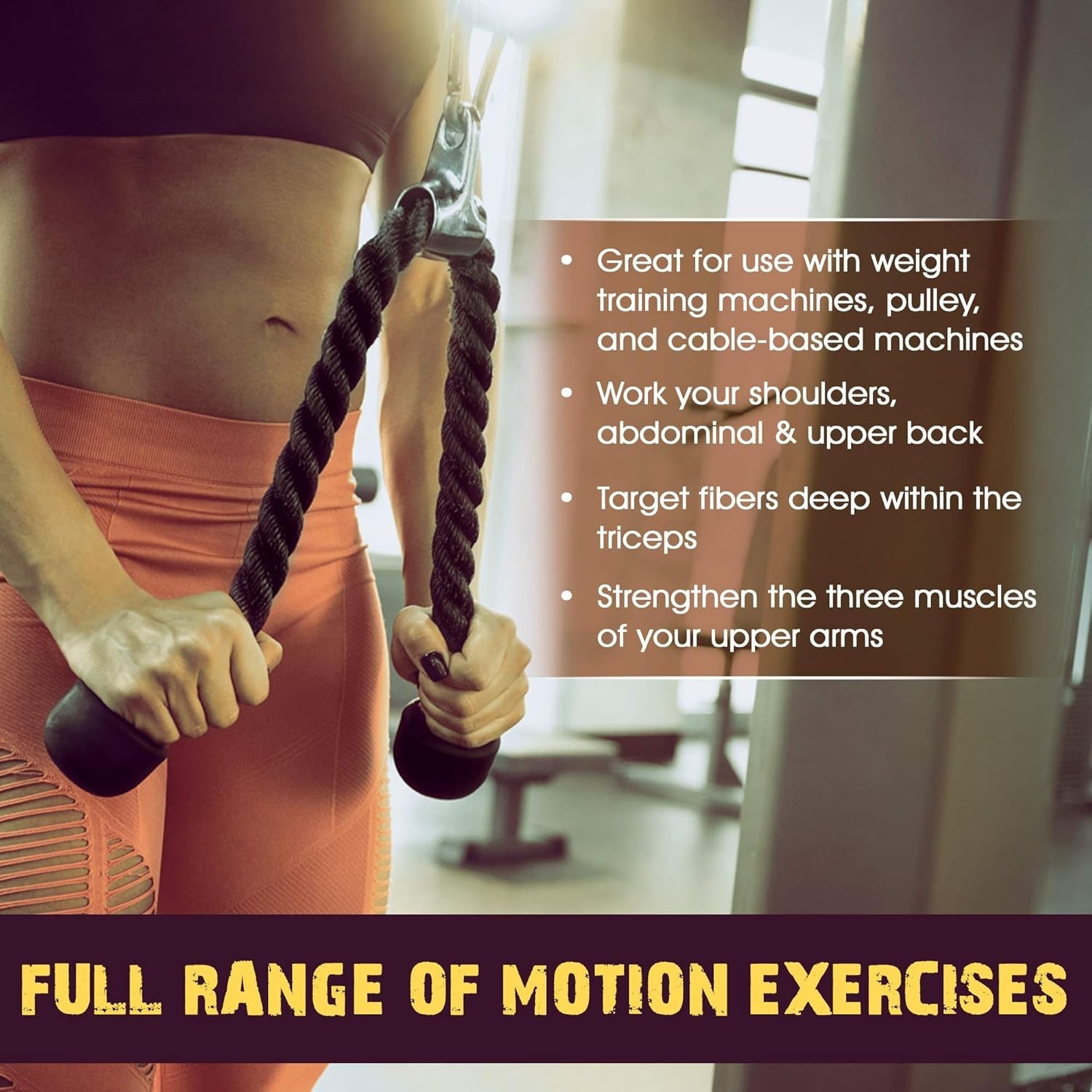 Durable Cable Machine Set: Double D Handle & Tricep Rope for Maximum Results