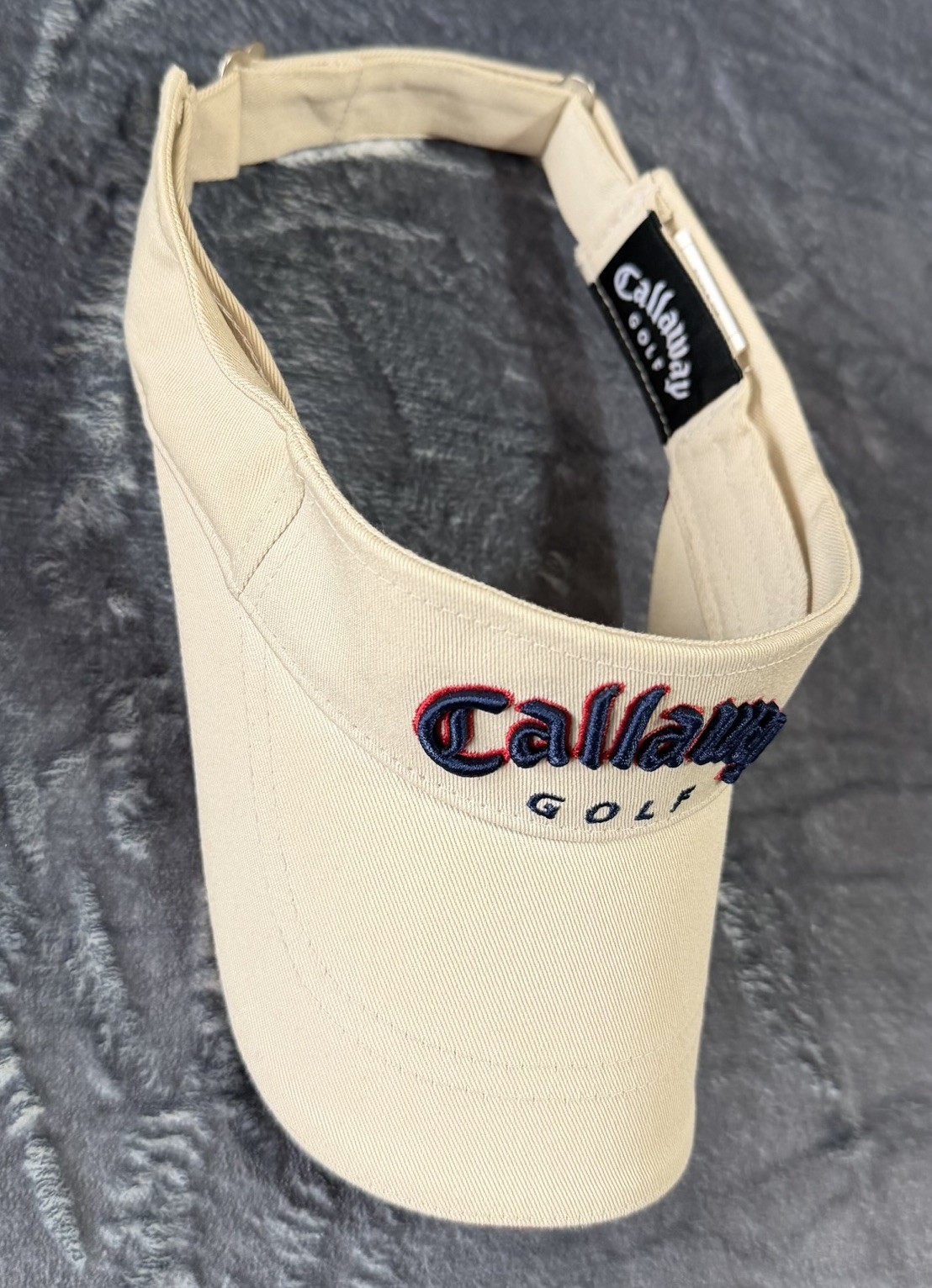 Callaway Golf Visor Hat Beige Red Trim Adjustable One Size OSFA