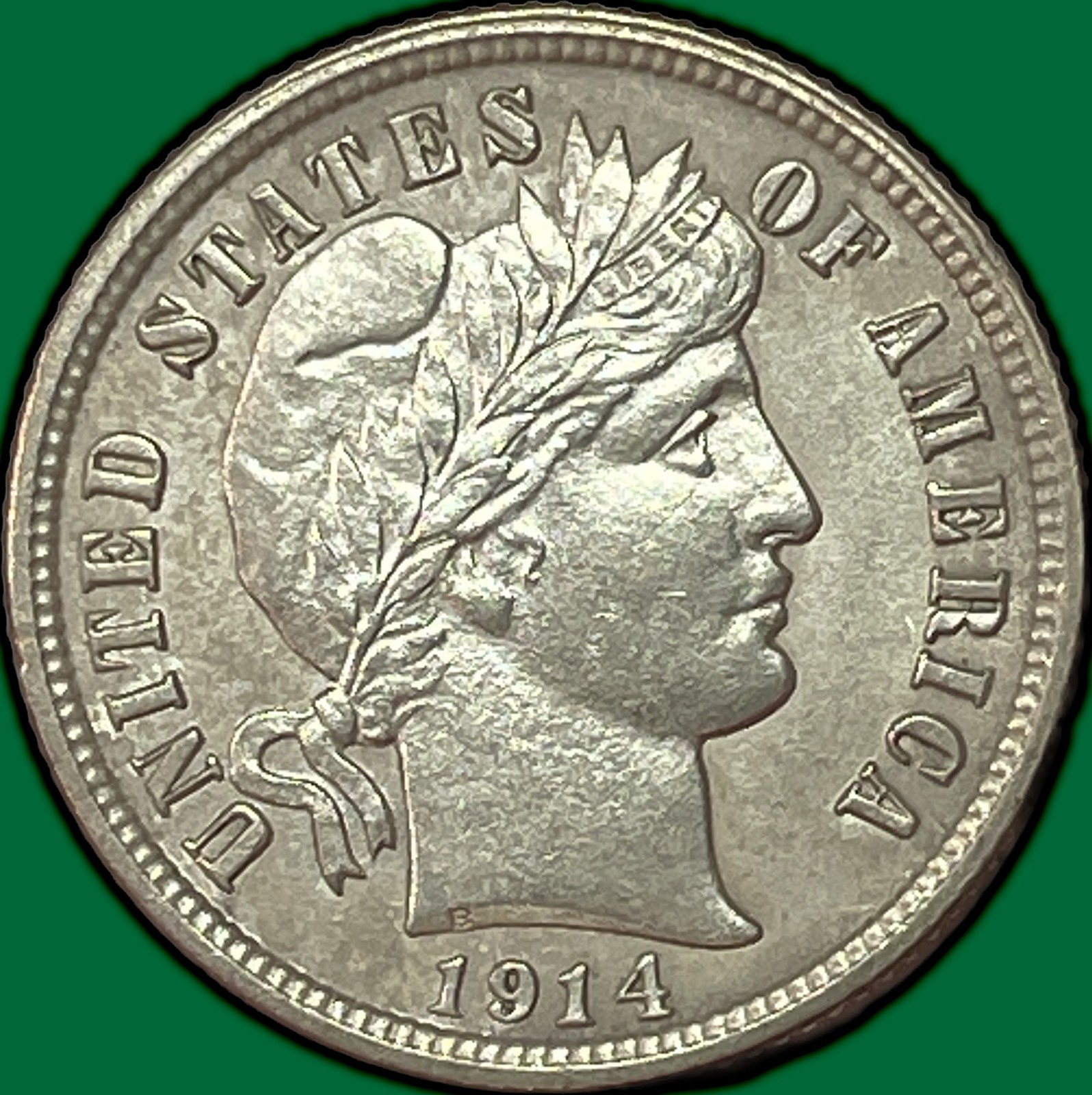 1914-D Barber Dime Uncirculated UNC Coin #43868